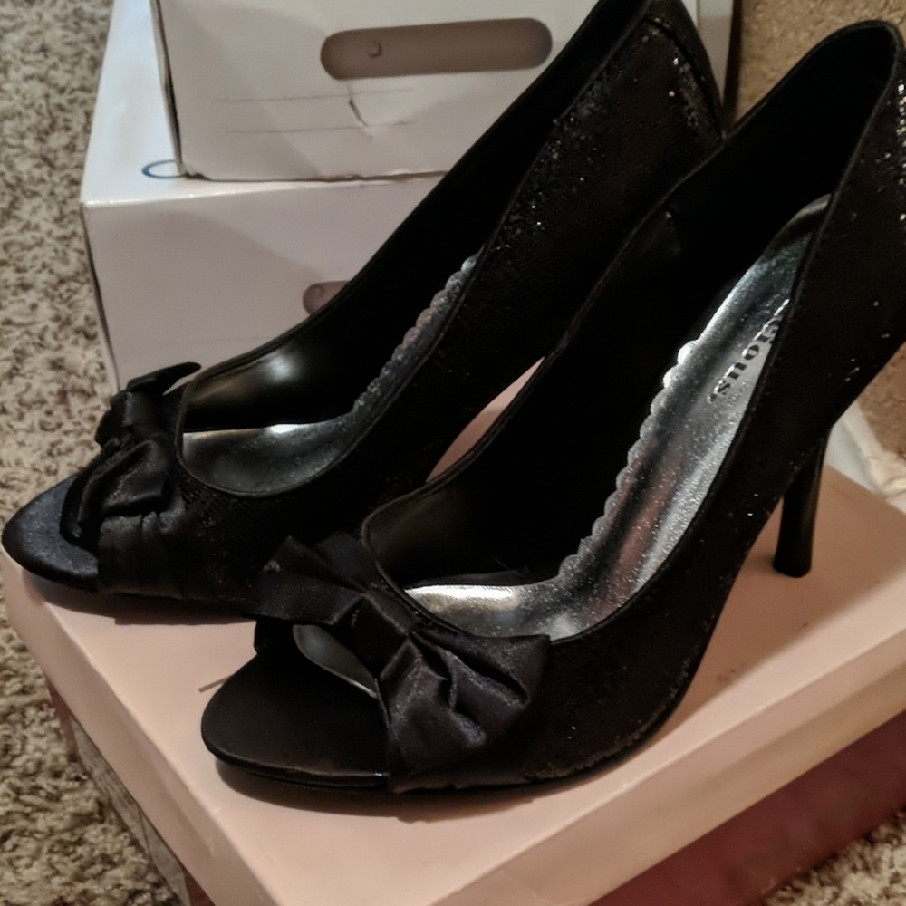Black sequence heels
